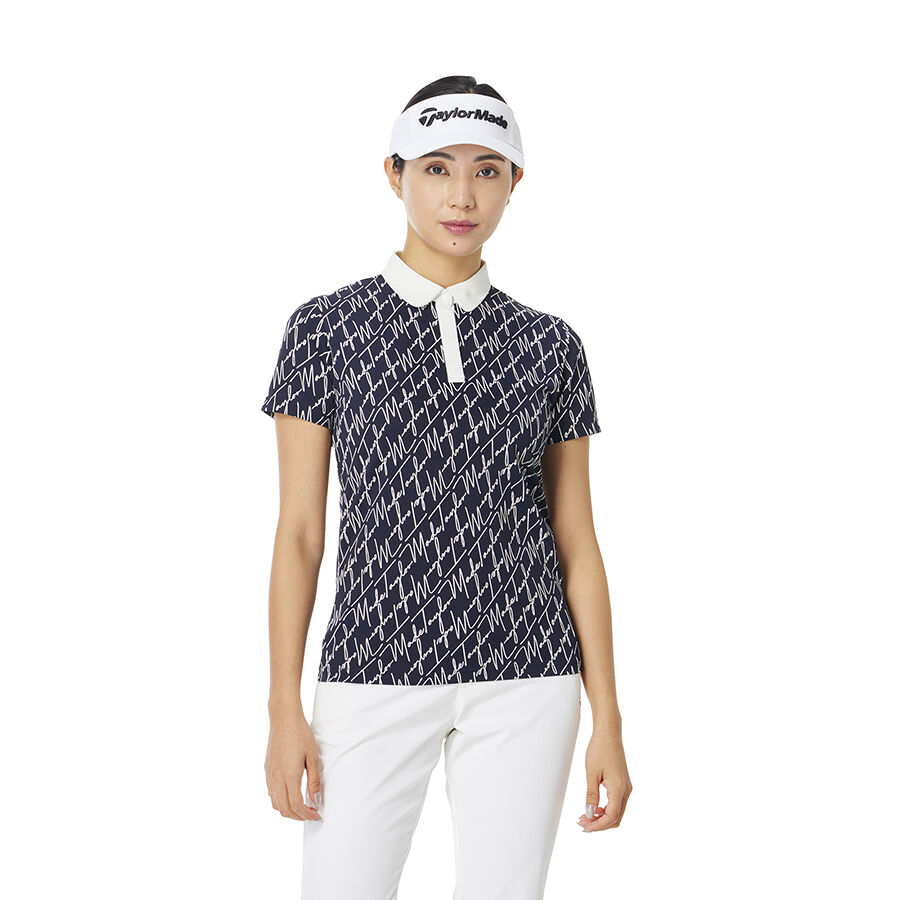 Ao-polo-ngan-tay-Golf-Nu-script-graphic-Taylormade-TL800-Navy-1