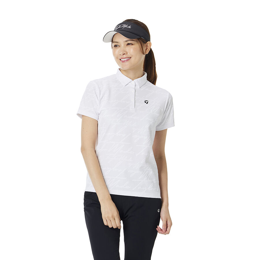 Ao-polo-ngan-tay-Golf-Nu-script-jacquard-Taylormade-TL789-Mau-Trang-1